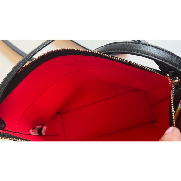 Kate Spade Patrice Bold Roses Black Red Floral Print Satchel Crossbody Handbag - Picture 5 of 13